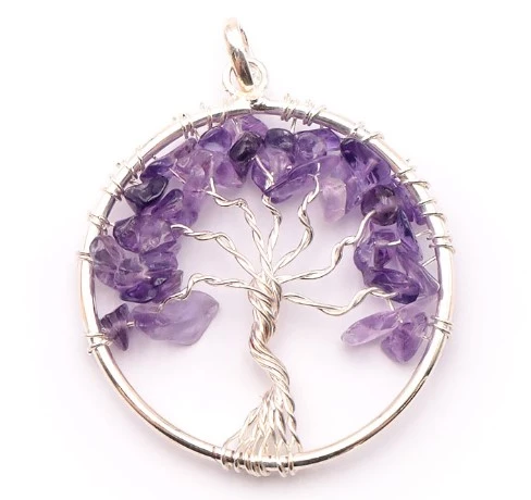 Pendentif arbre de vie améthyste