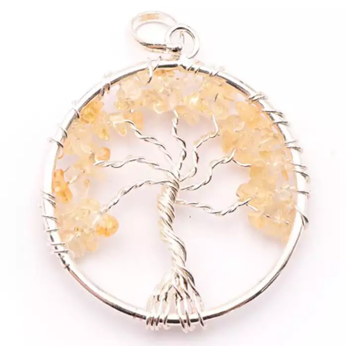 Pendentif Arbre de Vie en citrine chauffée