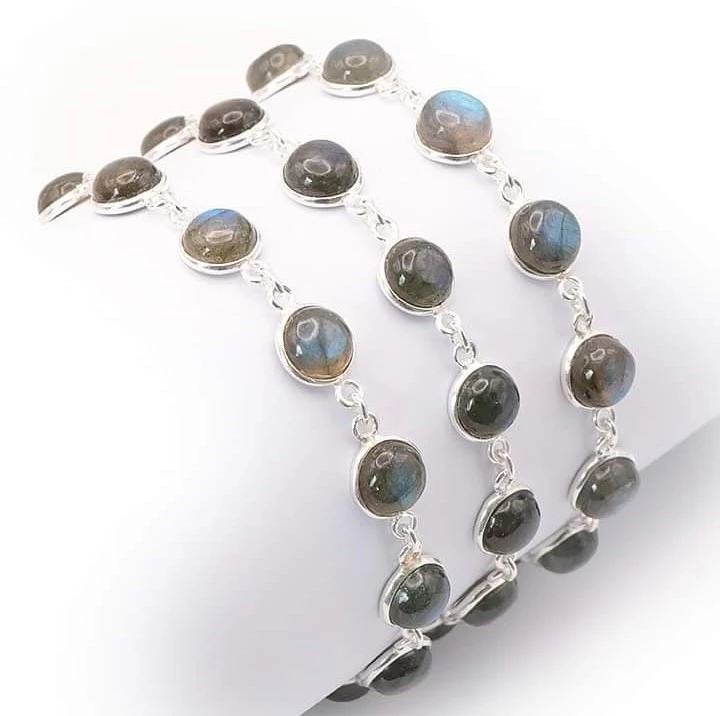 Bracelet en argent et pierres naturelles labradorite