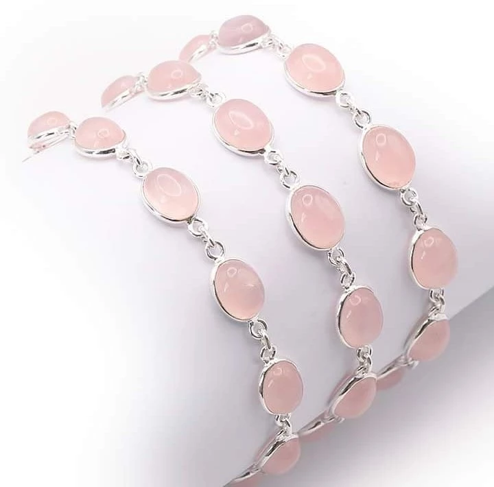 Bracelet en argent et douceur du quartz rose