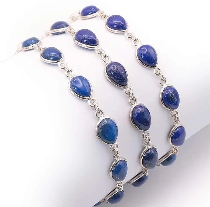 Bracelet en argent et en lapis-lazuli