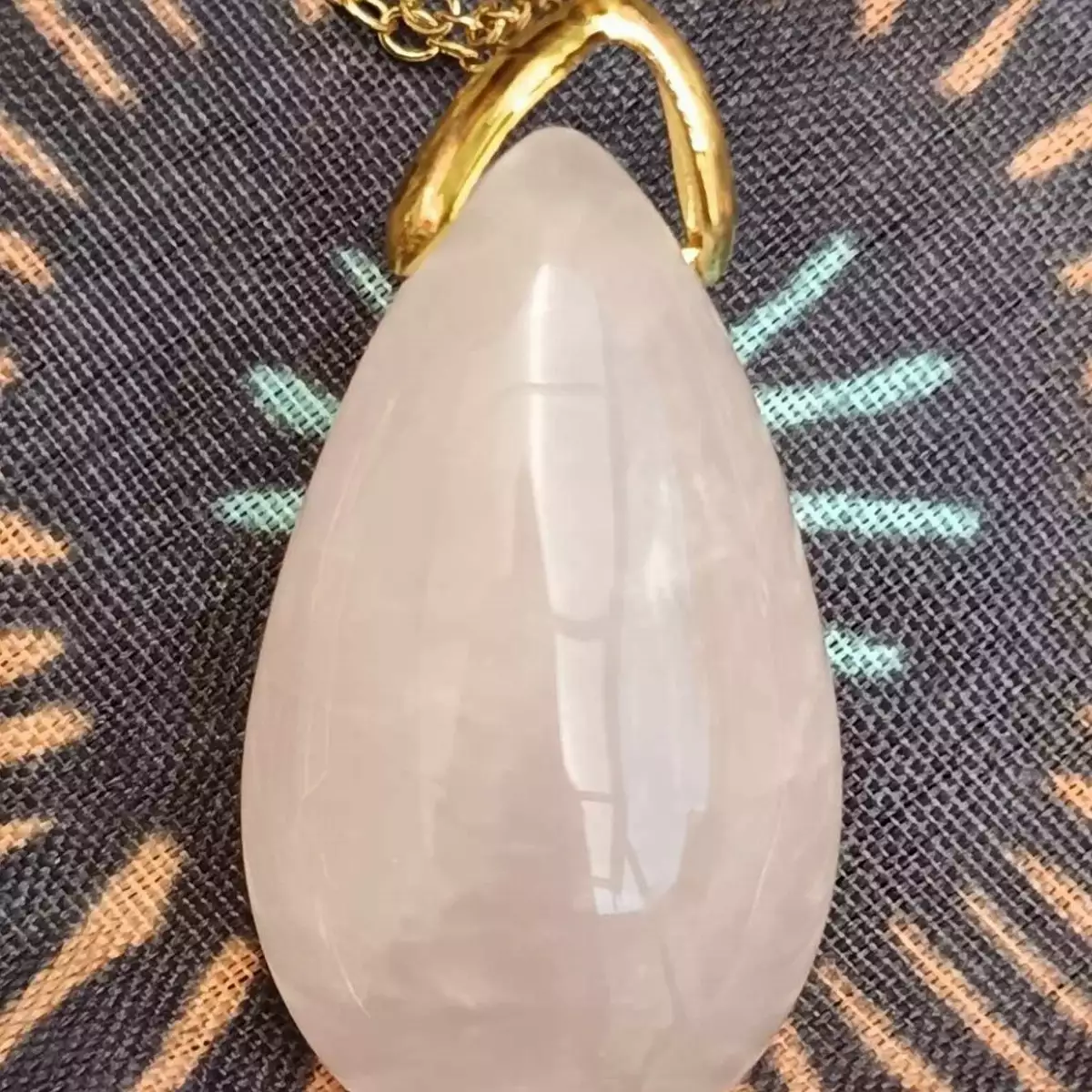 Pendentif Goutte Sautoir Quartz Rose