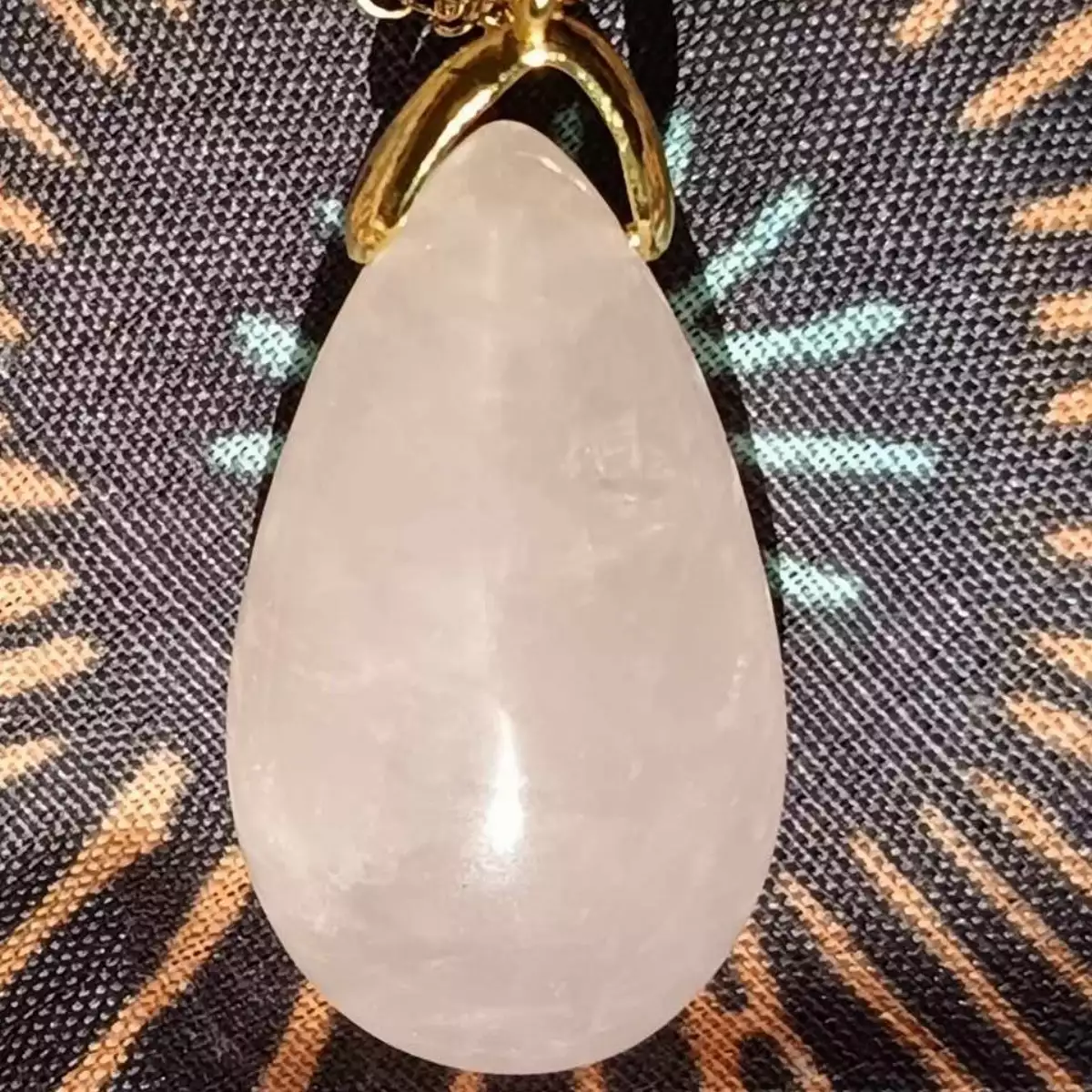 Pendentif Goutte Sautoir Quartz Rose